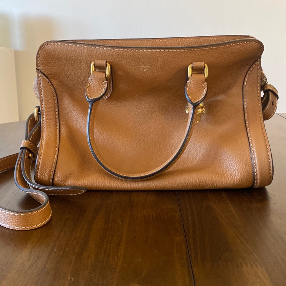 Alexander McQueen Medium Padlock Satchel Bag - Camel
